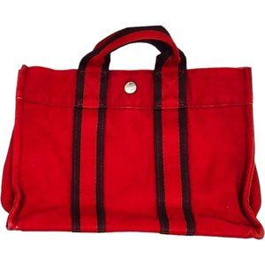 299116F YV  Hermes Tote Bag Red Canvas